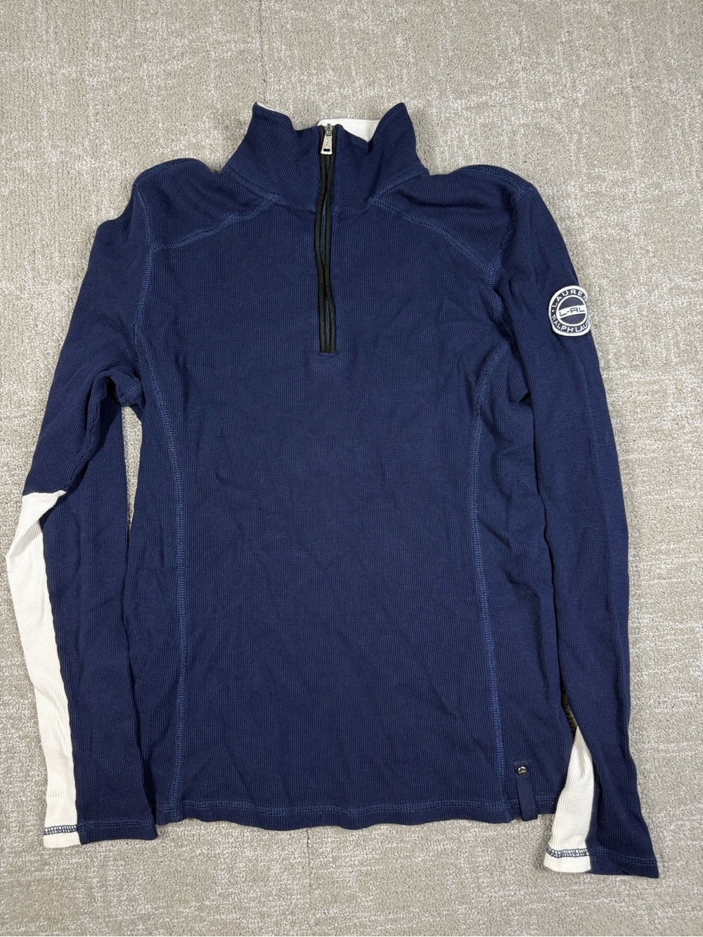 Vintage Ralph Lauren RL Active Waffle 1/4 Zip Pullover Navy Womens XL Running